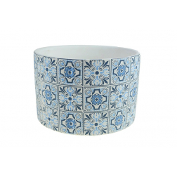 Kaspó kerámia marokkói mintás D12,5 H8 fehér/kék