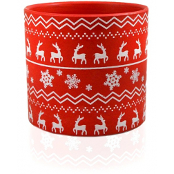 Kaspó kerámia skandináv minta 14*14cm piros