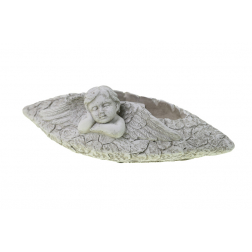 Kaspó kő angyallal 30x15x10.5cm szürke