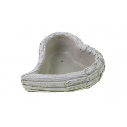 Kaspó kő angyalszárny szív 17.5x16x6.5cm szürke