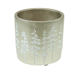 Kaspó kő fenyő mintával 12*12*11cm ezüst