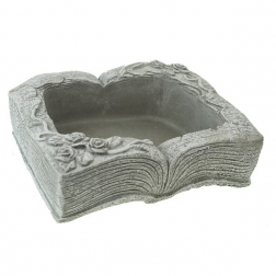 Kaspó kő könyv forma virágos 20*16,5*7,5cm szürke