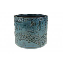 Kaspó kő mázas D12 H10,5 kék