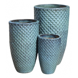Kaspó kő négyszög mintás D58/43/36*H95*69*58 s/3 kék