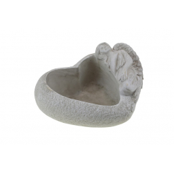 Kaspó kő szív forma 21*10cm angyallal szürke