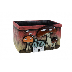 Kaspó kő szögletes 22.1*16.1*12.5CM gombás barna