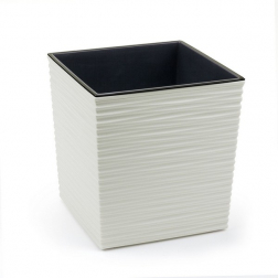 Kaspó műanyag bordázott 25*25cm M25 Juka krém Lamela