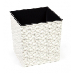 Kaspó műanyag 40*40cm M40 Juka-rattan krém Lamela