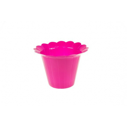 Kaspó plasztik 7*6,2cm nyomott csíkos pink