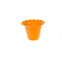 Kaspó plasztik nyomott csíkos 9,5*7,5cm narancs
