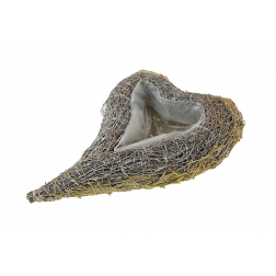 Kaspó rattan szív forma 28*18*7cm natúr/fehér