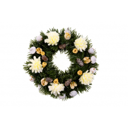 Készítmény alkalmi koszorú D20 díszített 5 virággal