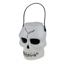 Koponya plasztik LED-es 18*12,5cm zenélő fehér