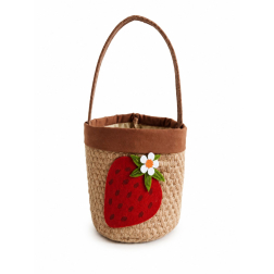 Kosár filc epres 12.5x12.5x12.5cm piros/barna