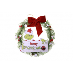 Koszorú műfenyő zöld manóval akasztós zöld