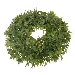 Selyemvirág borostyán koszorú D30cm zöld