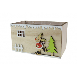Láda fa karácsonyi L16*W9*H9cm szarvasos