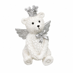 Figura maci poly koronás 5*8cm fehér