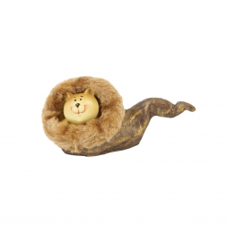 Figura macska poly 17cm sapkába bújva arany