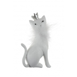 Figura macska poly 6*4*13cm fehér