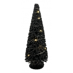 Műfenyő dekor LED-es 15x15x40 cm fekete