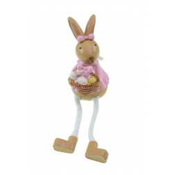 Figura nyuszi poly lógólábú 9cm barna/rózsaszín