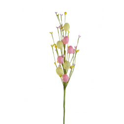 Pick ág műanyag 45cm tojással rózsaszín/sárga