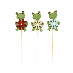 Pick béka filc/fa 30cm zöld/piros