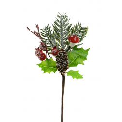 Pick fagyal ág bogyós 23CM zöld/piros