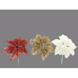 Pick mikulásvirág 26CM glitteres fehér