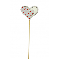 Pick szív fa 35*7.5*0.5cm több pöttyös fehér