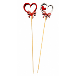 Pick szív fa 6.5*0.5*36cm 2féle fehér/piros