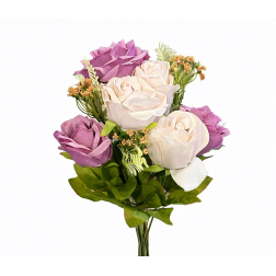 Selyemvirág csokor rózsa 56cm lila