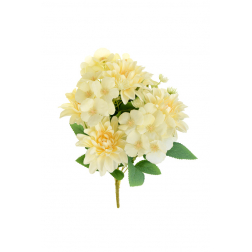 Selyemvirág hortenzia/dália mix csokor 42cm krém