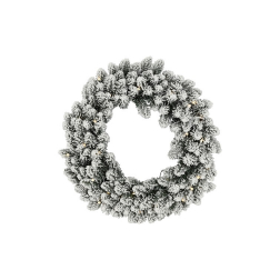 Selyemvirág koszorú D60 LEDes havas zöld