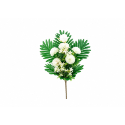 Selyemvirág rózsa/pompom csokor 50cm fehér