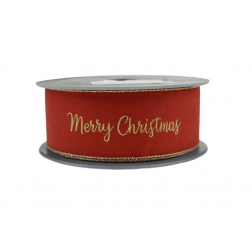 Szalag textil MerryChristmas 3,8/10 piros/arany