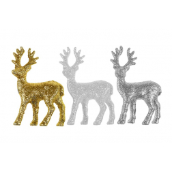 Figura szarvas plasztik álló M14cm ezüst/fehér/arany