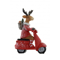 Figura szarvas poly motoron 9*3.5*12.5cm piros