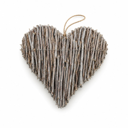 Szív rattan 25x25x7cm mosott fehér