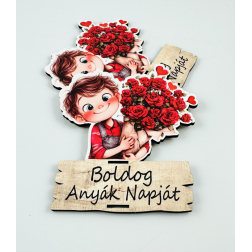 Tábla fa csokitartó anyák napi 10*8,6cm kisfiú