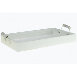 Tálca fa 25*16*3cm fogantyúval fehér