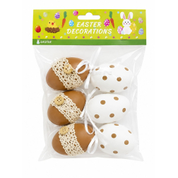 Tojás műanyag 6cm s/6 natúr/fehér