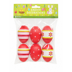 Tojás műanyag 6cm s/6 piros/fehér