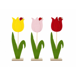 Tulipán filc/fa 39cm 2D rózsaszín