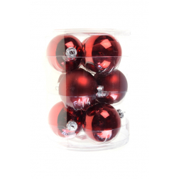 Üveggömb 8cm s/9 piros mix