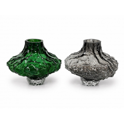 Váza üveg 18*14cm átlátszó zöld/szürke