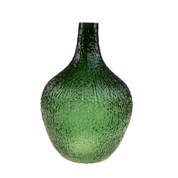 Váza üveg öblös 3,5*17*25cm nyomott mintás zöld