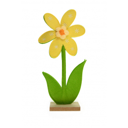 Virág filc/fa 32cm 2D sárga
