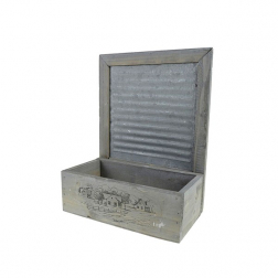 Virágtartó fa zsaluval 24*13*29,5cm natúr natúr